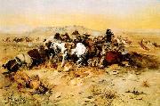 Charles M Russell A Desperate Stand oil painting on canvas